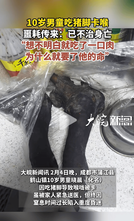 皇冠信用网申请_成都10岁男童吃猪脚卡喉不治身亡皇冠信用网申请，母亲发声：“吃一口肉为什么就要了他的命”